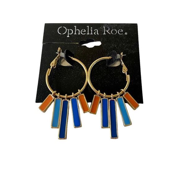 Ophelia Roe Gold Toned Multi-Colored Hoops w/ Metal Fringe. Very Cute. - Picture 5 of 6